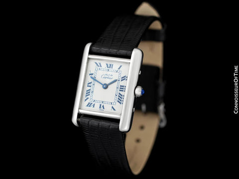 Cartier Vintage Ladies Tank Watch - 18K White Gold over Sterling Silver