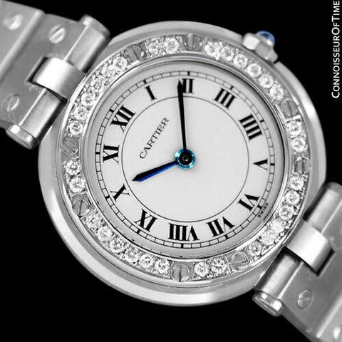 Cartier Santos Vendome Ladies Quartz Bracelet Watch - Stainless Steel & Diamonds