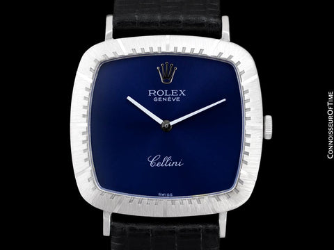 1973 Rolex Cellini Vintage Mens Midsize Handwound TV Watch, Ref. 4084 - 18K White Gold