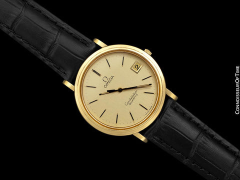 1980 Omega Constellation Mens Vintage Quartz Accuset Watch - 18K Gold Plated & Stainless Steel
