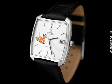 1970 Omega De Ville Vintage Mens Automatic Dress Watch with Disney's Pluto Dog - Stainless Steel
