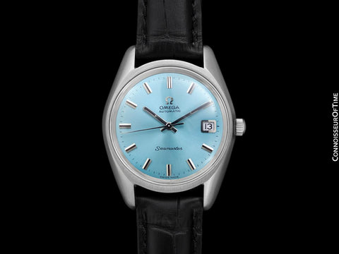 1970 Omega Seamaster Mens Vintage Watch with Cal. 565 Movement and Tiffany Blue Dial - Stainless Steel