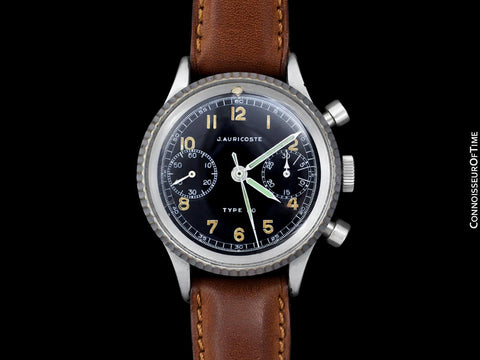 1955 J. Auricoste Vintage Mens French Type 20 (Breguet XX style) Flyback Military Chronograph Watch