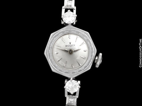 1960's Rolex Ladies Vintage Dress Bracelet Watch - 14K Gold & Diamonds