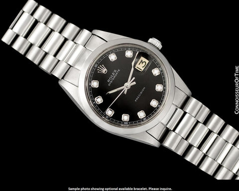 1968 Rolex Oysterdate Mens Vintage Ref. 6694 Date Watch with Blue Dial - Stainless Steel & Diamonds