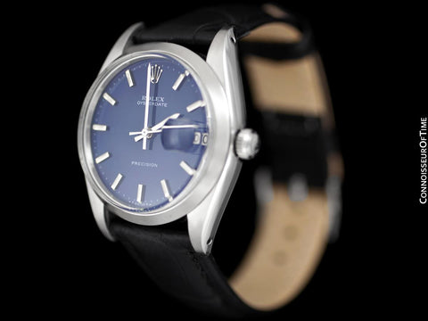 1961 Rolex Oysterdate Vintage Mens Blue Dial Watch with Date - Stainless Steel