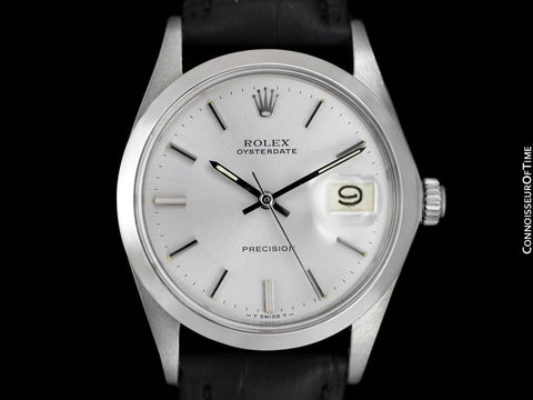 1971 Rolex Oysterdate Vintage Mens Silver Dial Watch with Date - Stainless Steel