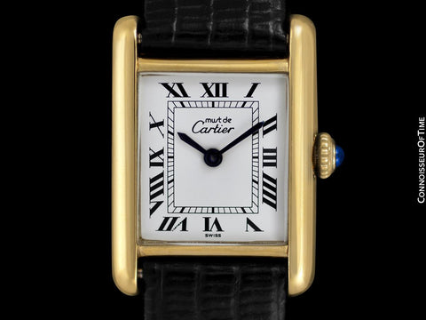 Cartier Vintage Ladies Tank Mechanical Watch - Gold Vermeil, 18K Gold over Sterling Silver