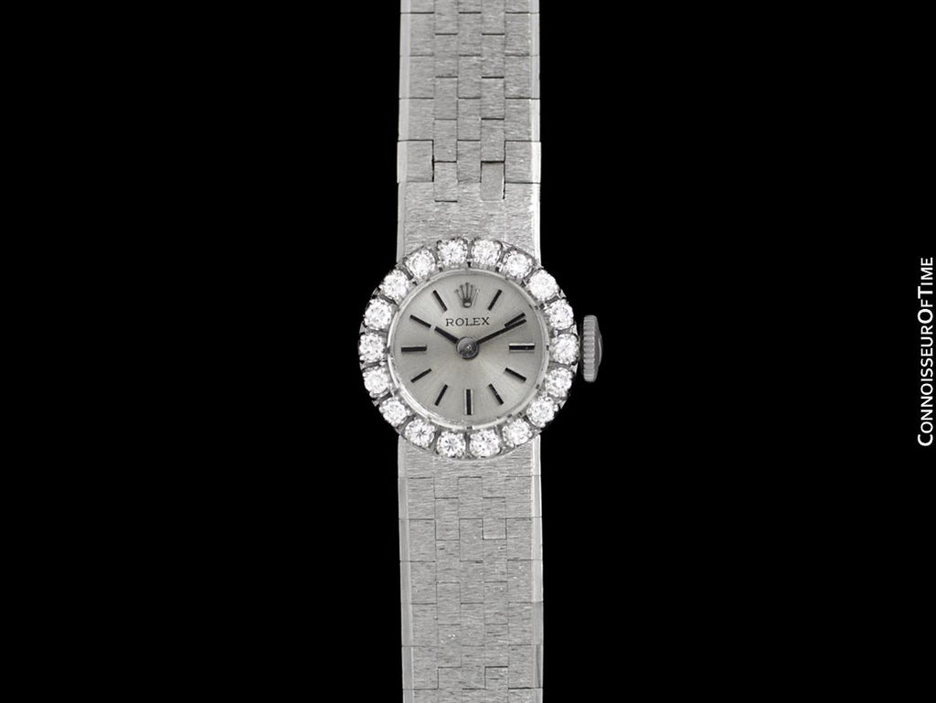 1960's Rolex Vintage Ladies Dress Bracelet Watch 14K White Gold