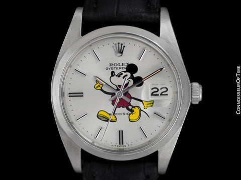 1978 Rolex Oysterdate Vintage Mens Mickey Mouse Dial Watch with Date - Stainless Steel