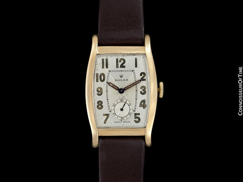 1938 Rolex Art Deco Vintage Mens Two-Tone Dial Watch - 9K Rose Gold