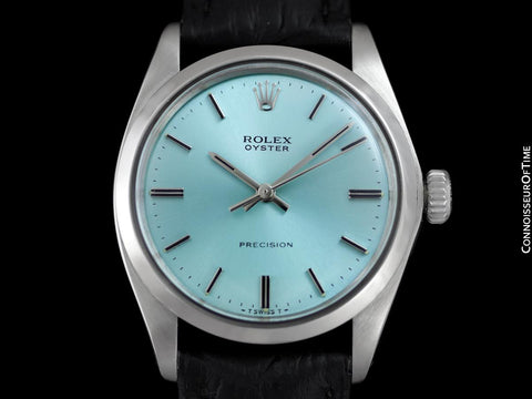 1974 Rolex Oyster Precision Classic Vintage Mens Handwound Watch with Tiffany Blue Dial - Stainless Steel