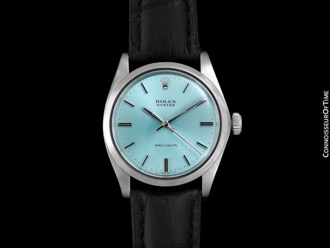 1974 Rolex Oyster Precision Classic Vintage Mens Handwound Watch with Tiffany Blue Dial - Stainless Steel