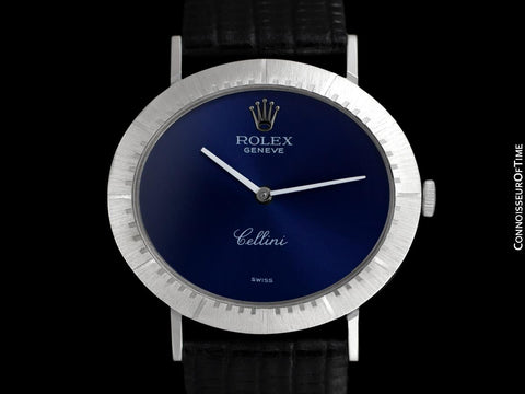 c. 1967 Rolex Cellini Vintage Mens Midsize Handwound TV Watch, Ref. 4083 - 18K White Gold