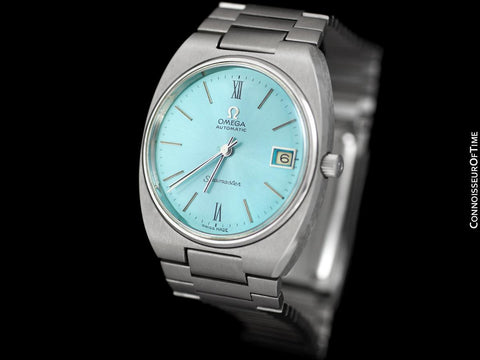 1975 Omega Seamaster Vintage Mens Bracelet Watch with Tiffany Blue Dial, Automatic, Date - Stainless Steel