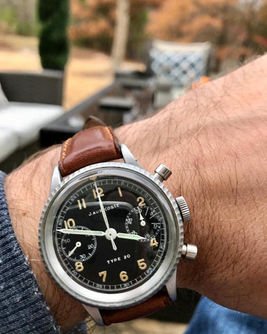 1955 J. Auricoste Vintage Mens French Type 20 (Breguet XX style) Flyback Military Chronograph Watch