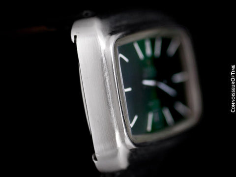 1970's Omega De Ville Mens Retro Dress TV Watch with Money Green Dial - Stainless Steel