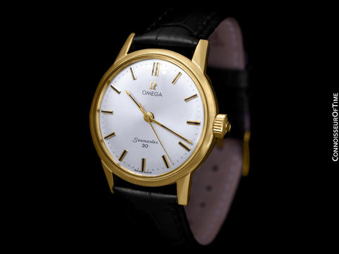 1962 Omega Seamaster 30 Vintage Mens Handwound Watch, Larger Model - 18K Gold Plated & Stainless Steel