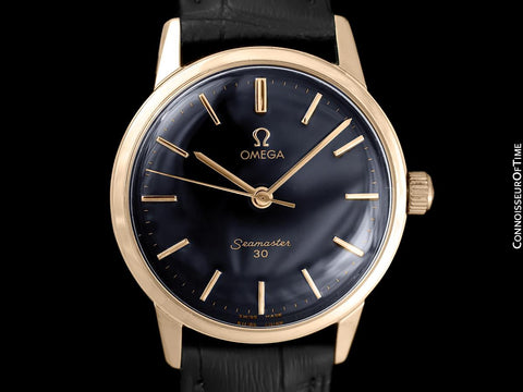 1963 Omega Seamaster 30 Vintage Mens Handwound Watch, Larger 35mm Model - 18K Gold Plated & Stainless Steel