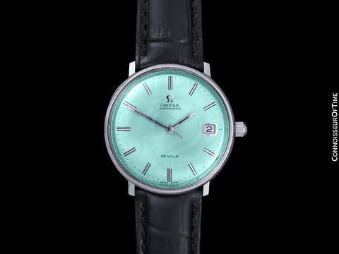 c. 1970 Omega De Ville Vintage Mens Cal. 565 Automatic Watch with Tiffany Blue Dial - Stainless Steel