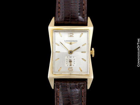1954 Longines Vintage Mens Watch, 10K Gold Filled - Pointed Hourglass