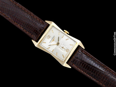 1954 Longines Vintage Mens Watch, 10K Gold Filled - Pointed Hourglass