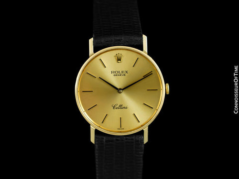 1973 Rolex Cellini Vintage Mens Midsize Handwound Watch, Ref. 3833 - 18K Gold
