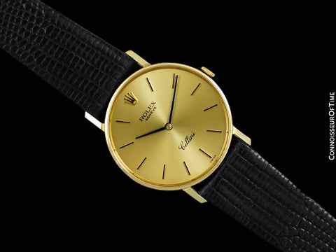 1973 Rolex Cellini Vintage Mens Midsize Handwound Watch, Ref. 3833 - 18K Gold
