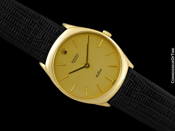 1976 Rolex Cellini Vintage Mens Midsize Handwound Watch, Ref. 3833 - 18K Gold