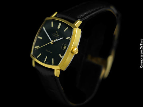 1972 Omega Geneve Vintage Mens Automatic Watch with Quick-Setting Date - 18K Gold Plated & Stainless Steel