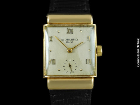 1947 Patek Philippe Vintage Mens Ref. 1438 Rectangular Watch with Hooded Lugs - 18K Gold