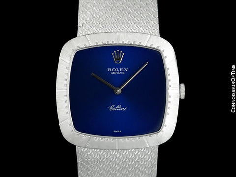1974 Rolex Cellini Vintage Mens Handwound TV Watch, Ref. 4084 - 18K White Gold