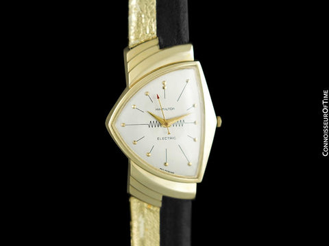 1950's Hamilton Electric Ventura "505" Model Vintage Mens Assymetric Wristwatch - 14K Gold