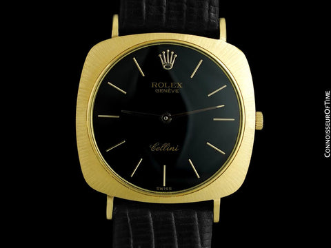 1967 Rolex Cellini Vintage Mens Midsize Handwound Watch, Ref. 3735 - 18K Gold