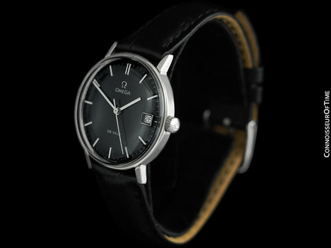 1968 Omega De Ville Vintage Mens Handwound Black Dial Watch with Date - Stainless Steel