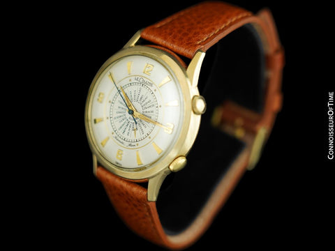 1960's Jaeger-LeCoultre Vintage Mens Memovox World Time Alarm Reveil, Automatic - 10K Gold Filled & Stainless Steel