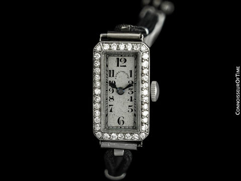 1926 Patek Philippe Likely for Tiffany Vintage Art Nouveau Ladies Watch with Extract - Platinum & Diamonds