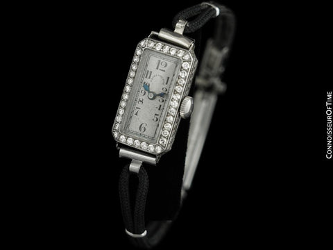 1926 Patek Philippe Likely for Tiffany Vintage Art Nouveau Ladies Watch with Extract - Platinum & Diamonds