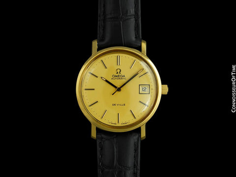 1978 Omega De Ville Vintage Mens Full Size Automatic Watch - 18K Gold Plated & Stainless Steel