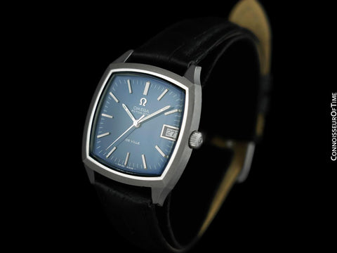 c. 1971 Omega De Ville Vintage Mens Automatic Blue Dial Watch - Stainless Steel