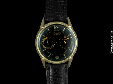1954 LeCoultre Futurematic Vintage Mens Black Dial Watch - Solid 14K Gold