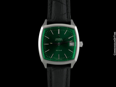 1971 Omega De Ville Vintage Mens Automatic Emerald Dial Watch - Stainless Steel