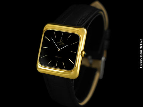 1974 Omega Vintage De Ville Mens Full Size Automatic "TV Shaped" Watch - 18K Gold Plated & Stainless Steel