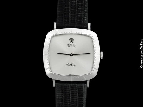 1976 Rolex Cellini Vintage Mens Midsize Handwound TV Watch, Ref. 4084 - 18K White Gold