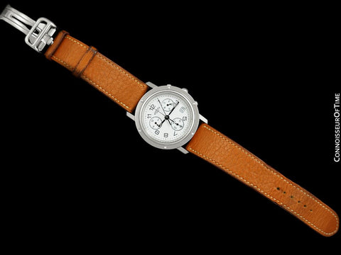 Hermes Clipper Mens Full Size 38mm Chronograph Quartz Watch - Stainless Steel