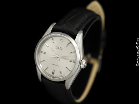 1973 Rolex Oyster Precision Classic Vintage Mens Handwound Watch with Silver Dial - Stainless Steel