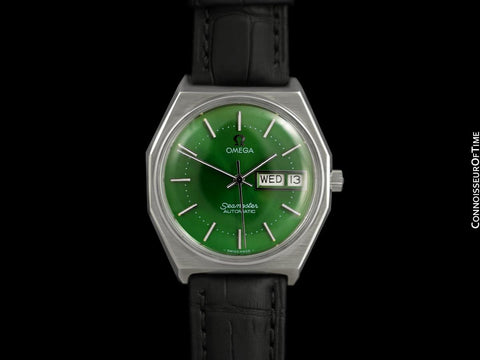 1975 Omega Seamaster Vintage Retro Mens Watch with Emerald Green Dial - Stainless Steel