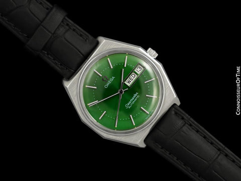 1975 Omega Seamaster Vintage Retro Mens Watch with Emerald Green Dial - Stainless Steel