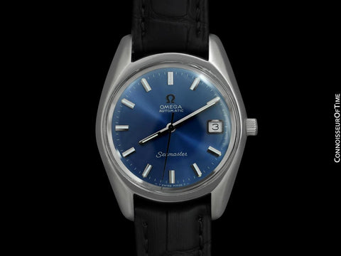 1973 Omega Seamaster Mens Vintage Watch with Automatic Movement and Royal Blue Dial - Stainless Steel