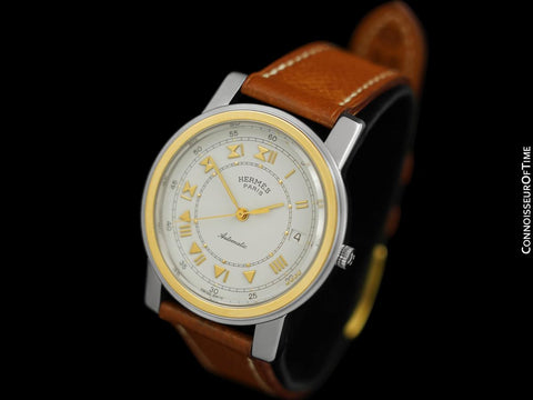 Hermes Carrick Mens Full Size Automatic Watch - Stainless Steel & 18K Gold